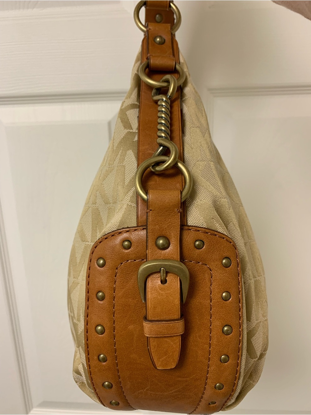 Michael Kors Tan & Beige Signature Canvas leather Hobo Bag - Picture 16 of 16